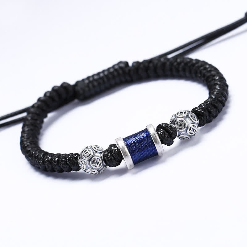 999 Sterling Silver Copper Coin Bead Copper Balance Braided String Bracelet - Image 4