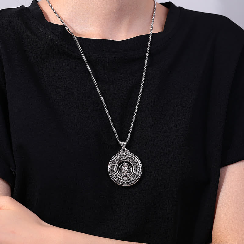 Heart Sutra Buddha Carved Peace Buckle Design Serenity Rotatable Necklace Pendant - Image 5