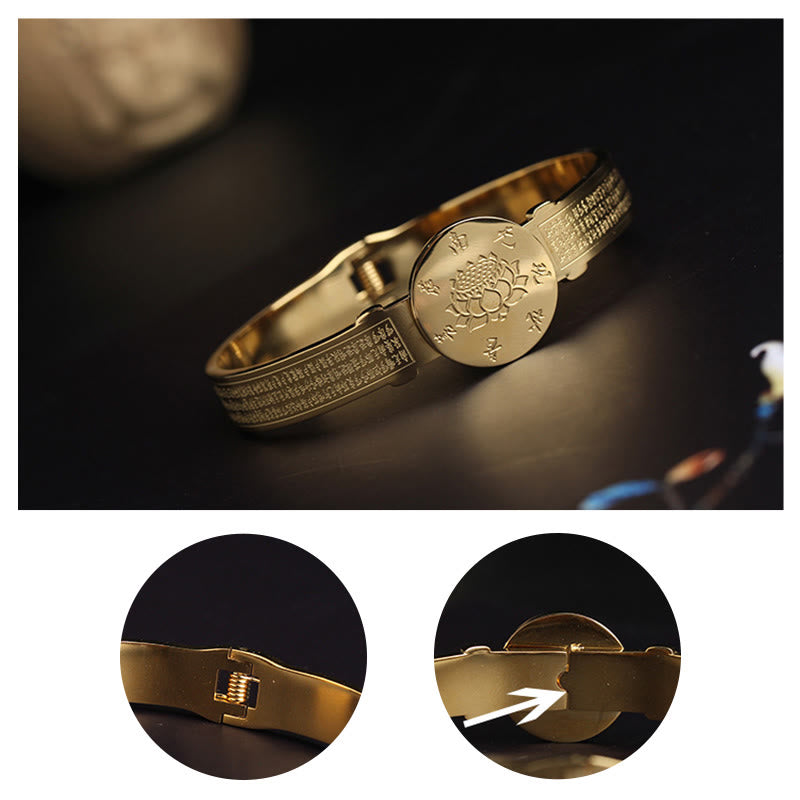 Yin Yang Lotus Om Mani Padme Hum Mantra Titanium Steel Harmony Bracelet Bangle - Image 14