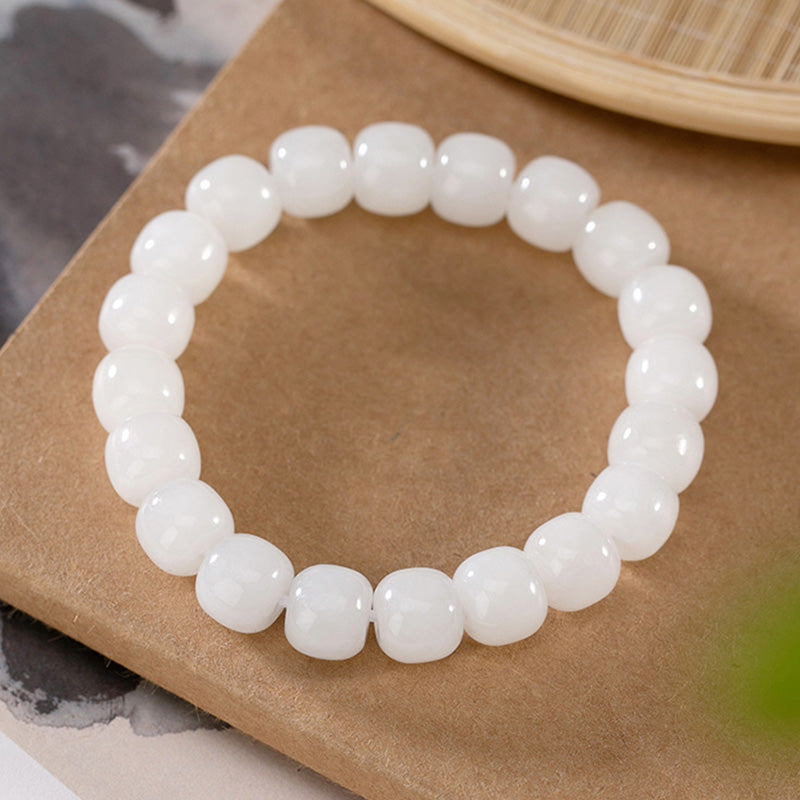 Hetian White Jade Happiness Blessing Bracelet