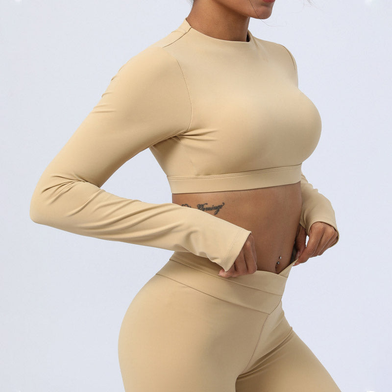 2Pcs Long Sleeve Backless Top Bra Leggings Pants Fitness Yoga Outfit Set - Image 15