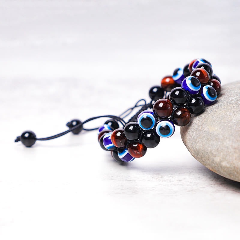 Evil Eye Hematite Tiger Eye Protection Beaded Bracelet - Image 15