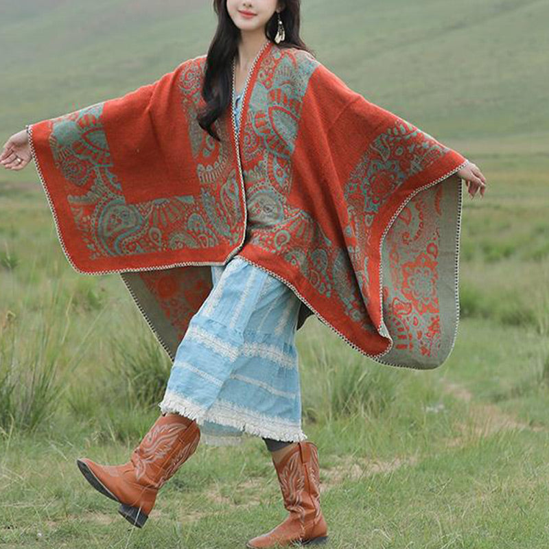 Tibetan Shawl Simple Pattern Winter Cozy Travel Scarf Wrap - Image 4