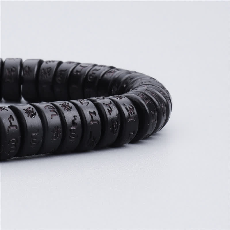 Tibetan Coconut Shell Beads Engraved Om Mani Padme Hum Mantra Happiness Bracelet - Image 6