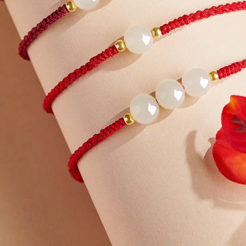 Handcrafted Round Jade Lucky Bead Prosperity Braided Bracelet - Image 27
