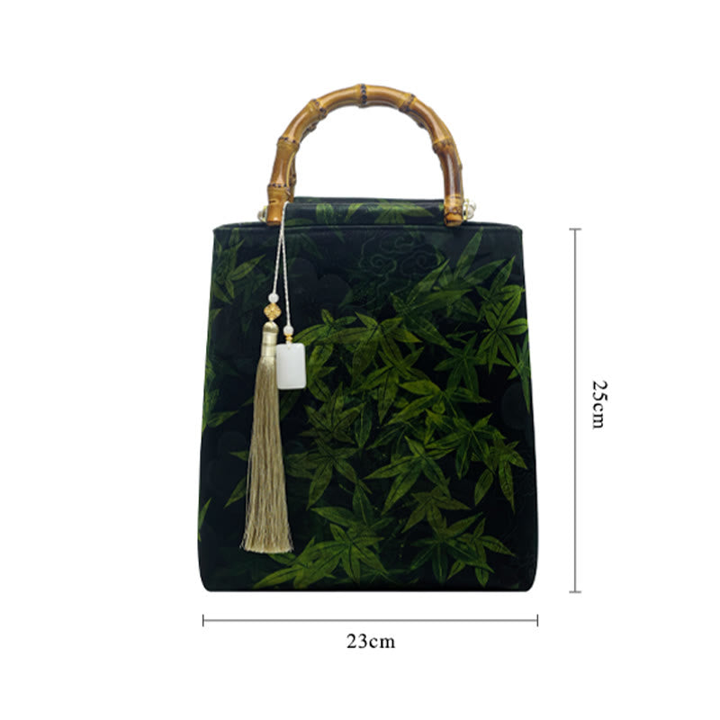 Bamboo Leaves Butterfly Koi Fish Bamboo Handles Handbag - Image 17