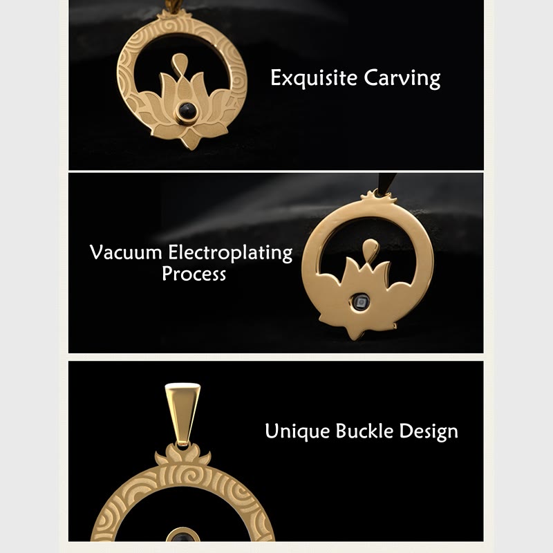 Lotus Titanium Steel Enlightenment Projection Shurangama Mantra Necklace Pendant - Image 18