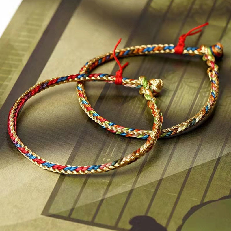 925 Sterling Silver Fu Character Zongzi Pattern Multicolored String Luck Handmade Braided Bracelet - Image 14