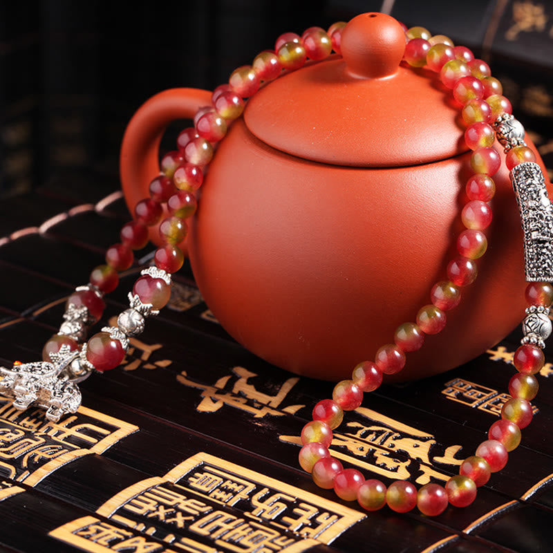 Natural Watermelon Tourmaline PiXiu Elephant Positive Triple Wrap Bracelet - Image 10