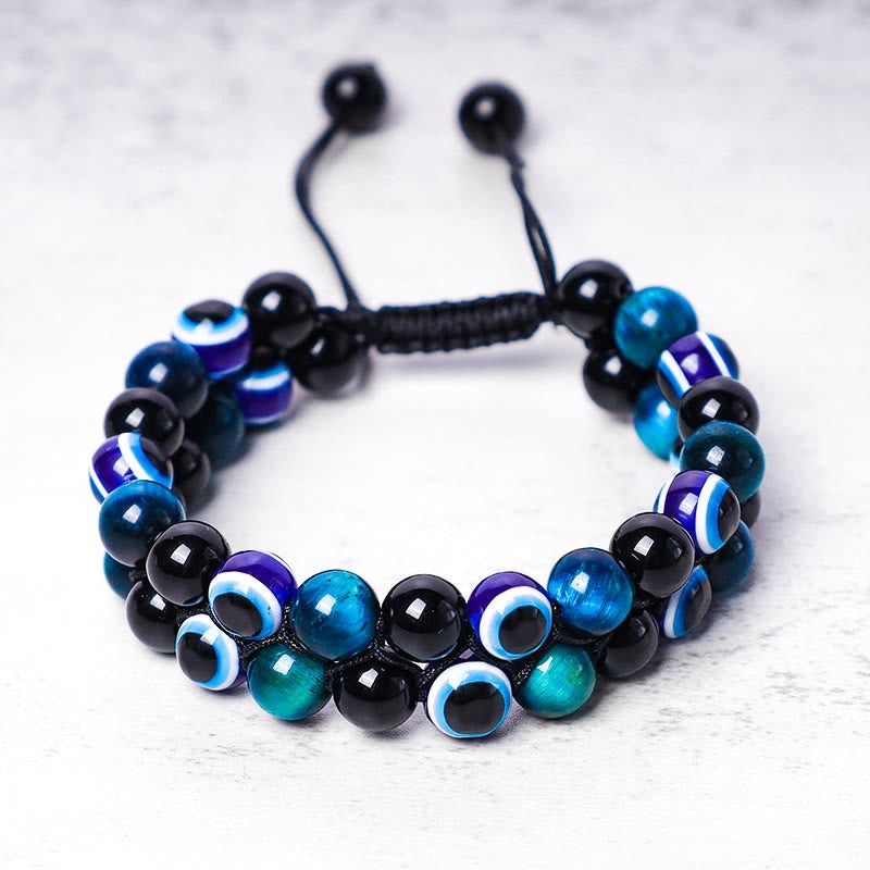 Evil Eye Hematite Tiger Eye Protection Beaded Bracelet