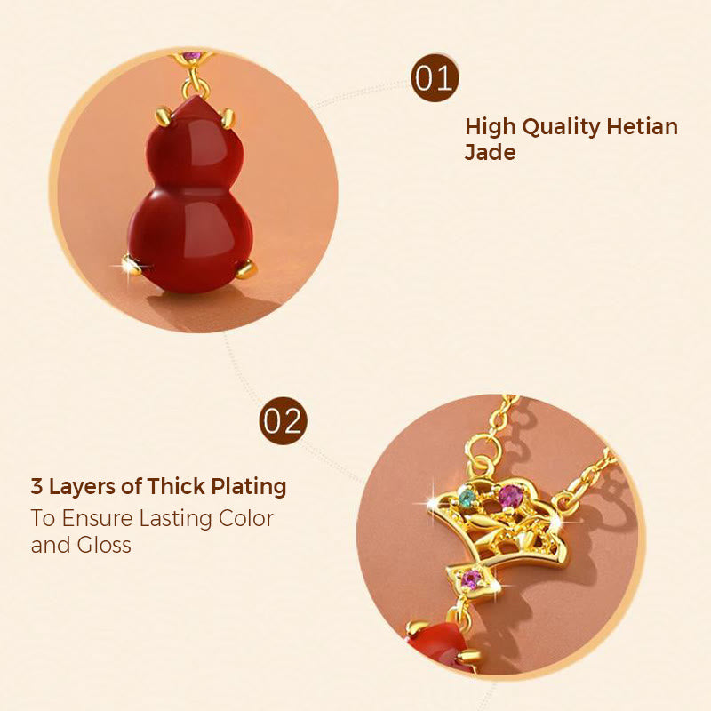 925 Sterling Silver Red Agate Gourd Auspicious Clouds Confidence Bracelet Necklace Pendant Earrings Set - Image 6