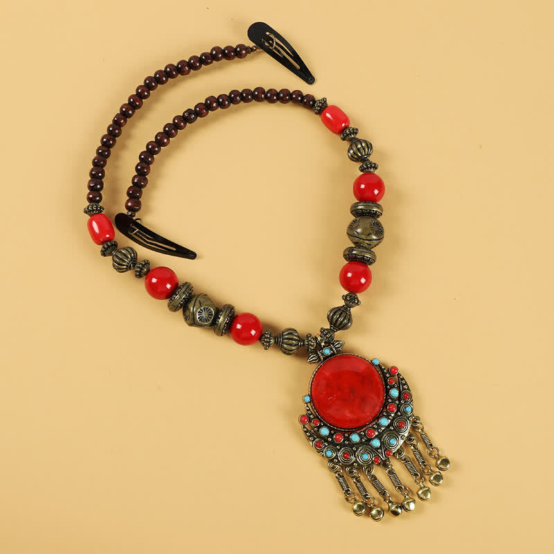 Tibetan Retro Beads Tassel Hair Decoration Hair Accessories - Image 4
