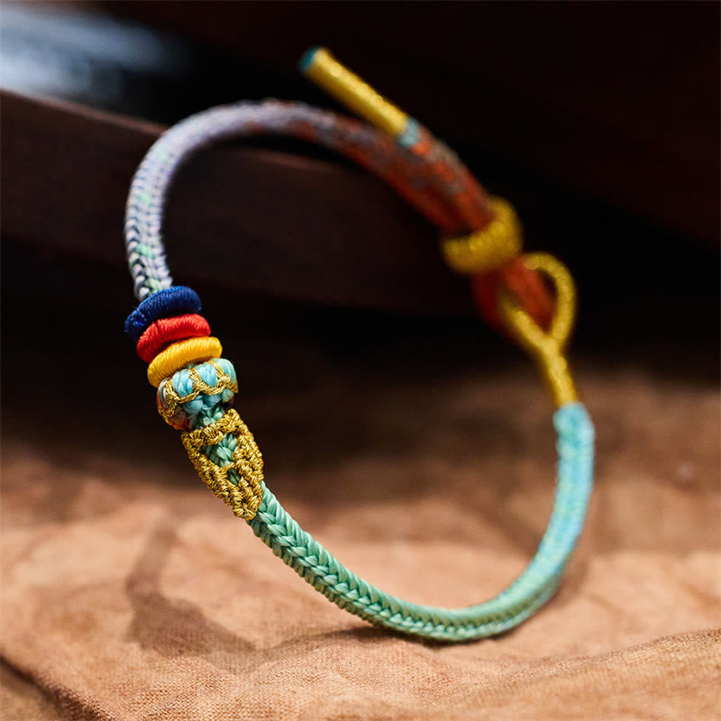 Colorful Rope Eight Thread Peace Knot Luck Handmade Bracelet