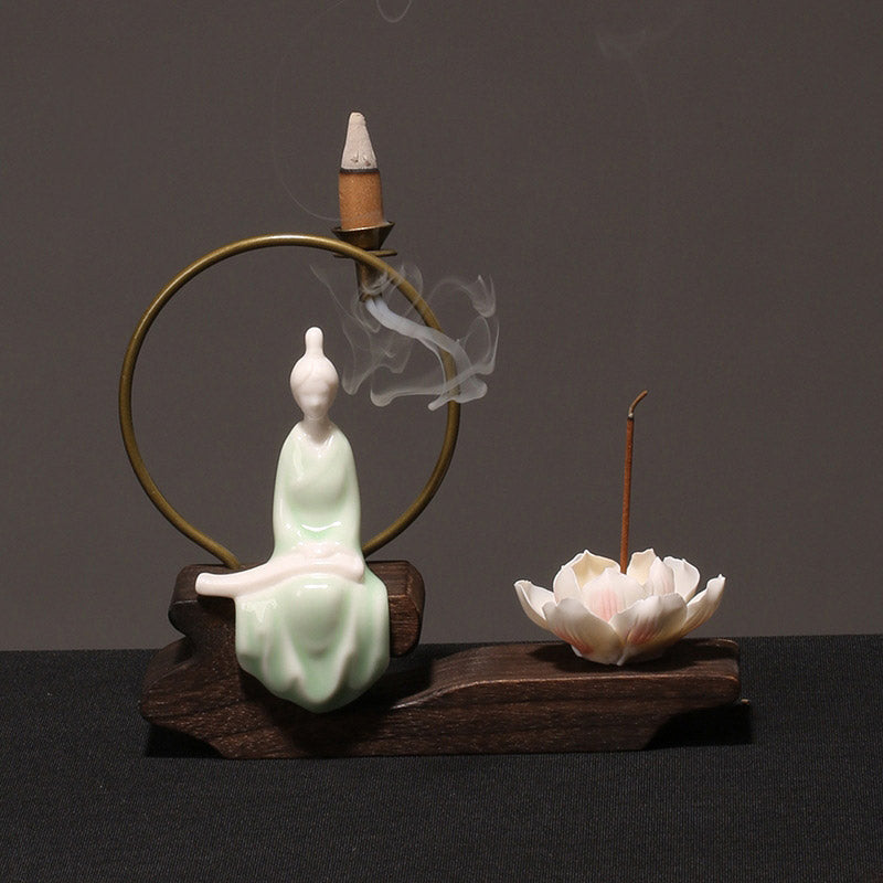 Ceramic Lotus Healing Meditation Incense Burner Decoration - Image 12