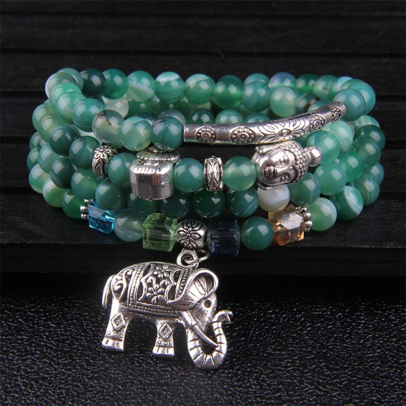Natural Agate Elephant Buddha Hope Bracelet - Image 8