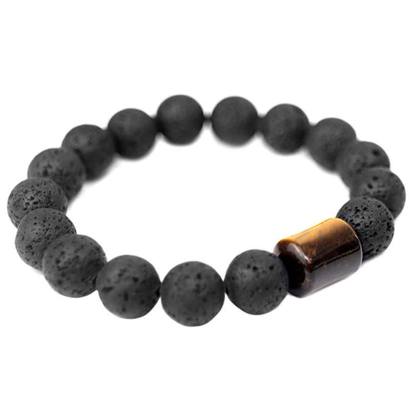 Lava Rock Ebony Wood Tiger Eye Healing Bracelet - Image 15