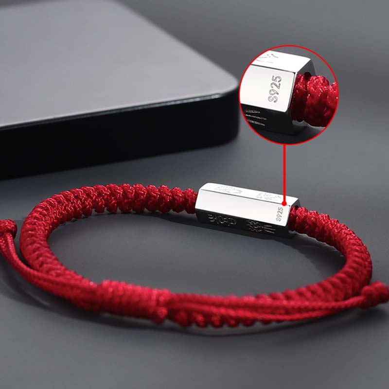 925 Sterling Silver Letter Engraving Blessing String Bracelet - Image 7