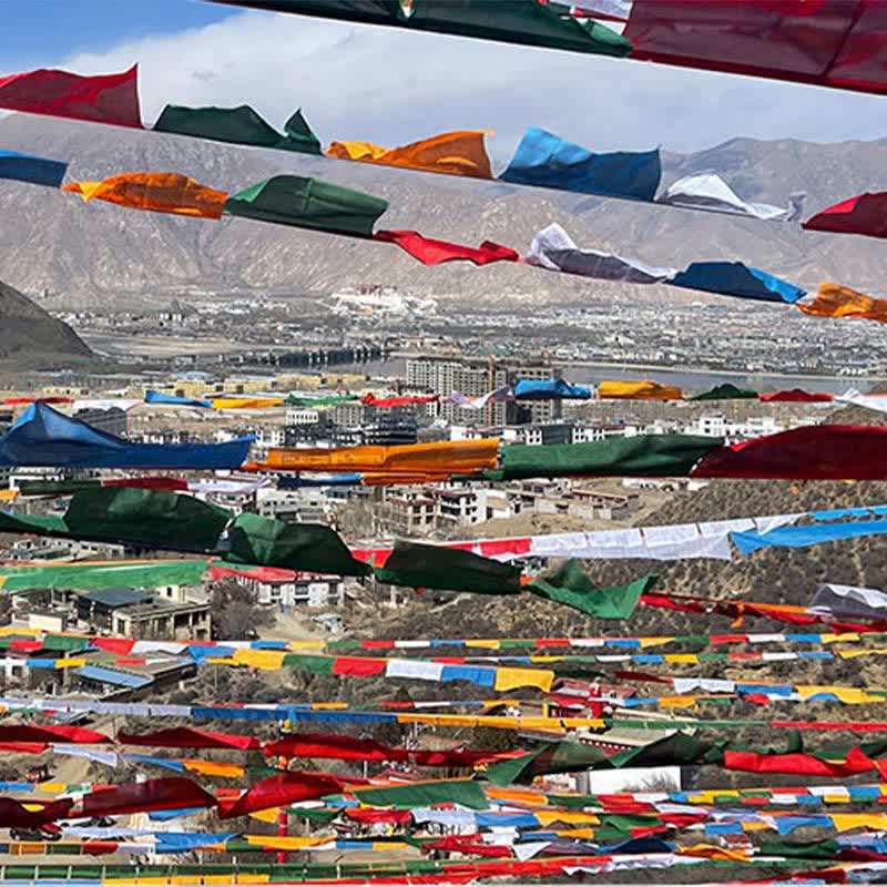 Tibetan 5 Colors Windhorse Auspicious Outdoor 25 Pcs Prayer Flag - Image 25