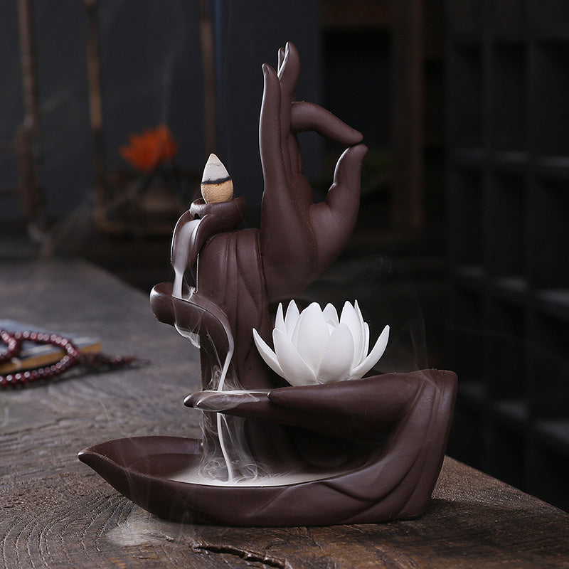 Tibetan Lotus Blessing Incense Burner Decoration - Image 4