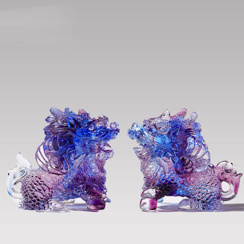 Feng Shui Kirin Handmade Liuli Crystal Art Piece Home Office Decoration - Image 3