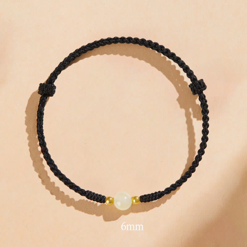 Handcrafted Round Jade Lucky Bead Prosperity Braided Bracelet - Image 4