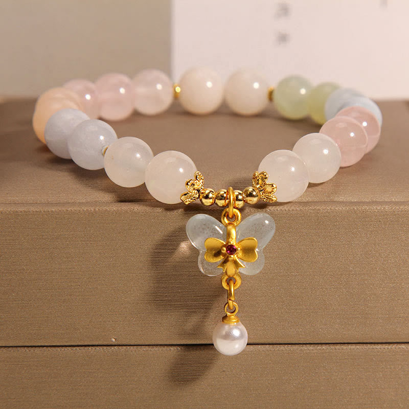Natural Morganite Confidence Butterfly Charm Bracelet