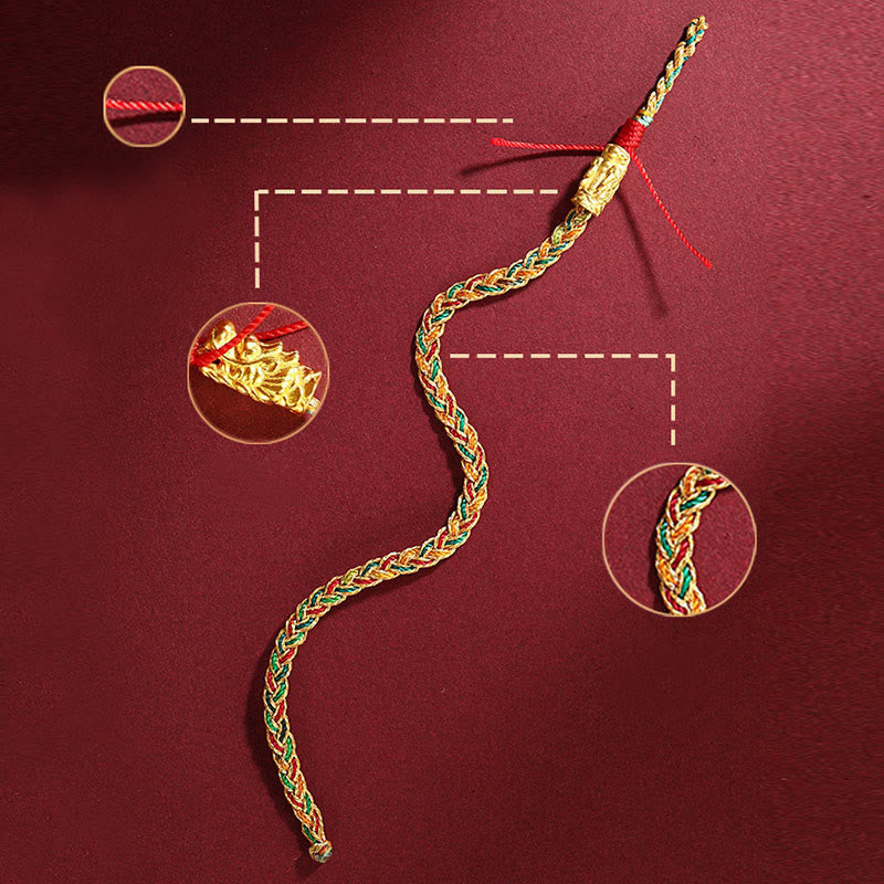 Year of the Dragon Handmade Colorful Dragon Carved Success Braided Bracelet - Image 9