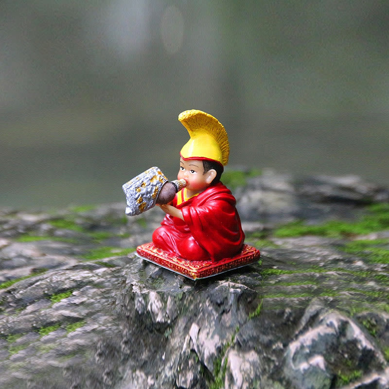 Hand Painted Tibetan Lama Figures Carved Creative Home Office Car Decoration Ornament - Image 12