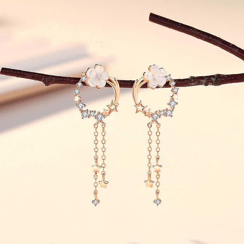 925 Sterling Silver Flower Butterfly Love Necklace Pendant Earrings Set - Image 9