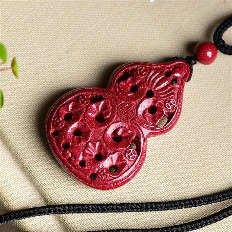 Laughing Buddha Yin Yang Chinese Zodiac Gourd Natural Cinnabar Blessing Necklace Pendant - Image 26