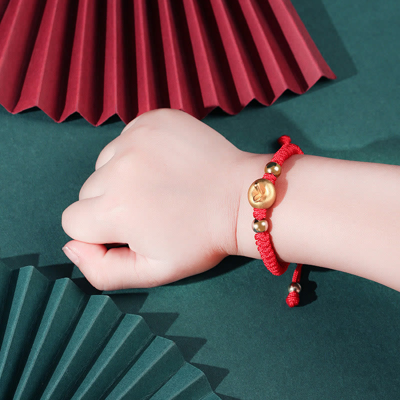 999 Sterling Silver Apple Red Multicolored Rope Luck Protection Handcrafted Kids Bracelet - Image 6