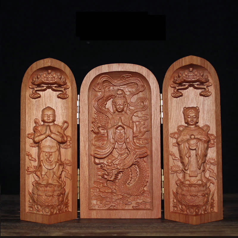 Avalokitesvara Kwan Yin Buddha Cherry Wood Compassion Home Decoration Altar - Image 10