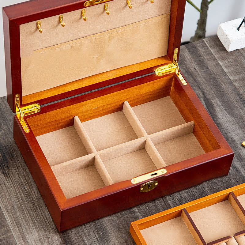 Vintage Wooden Jewelry Box Two-Layer Solid Wood Jewelry Storage Box - Image 23