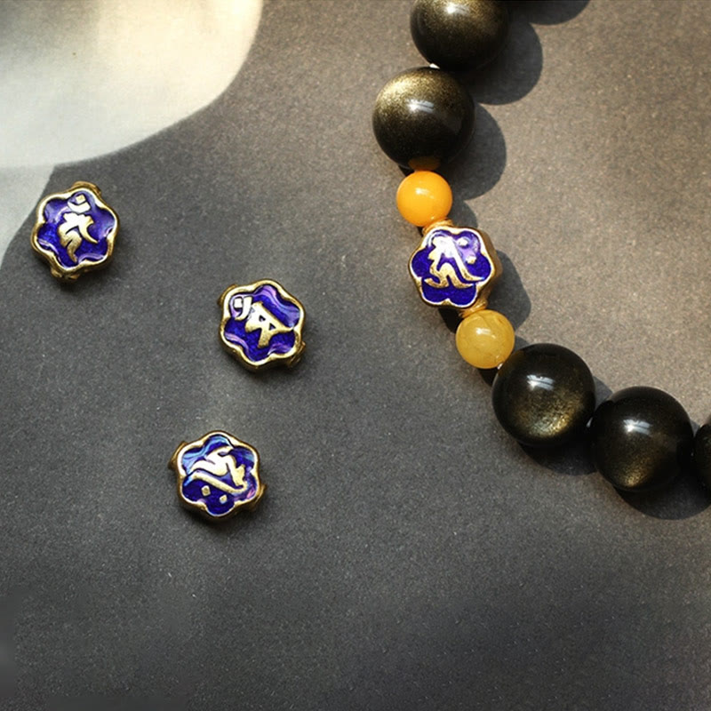 925 Sterling Silver Chinese Zodiac Natal Buddha Natural Gold Sheen Obsidian Amber Wealth Protection Bracelet - Image 6