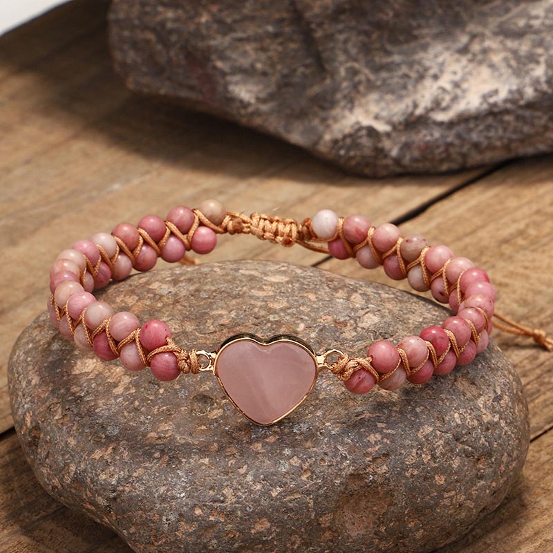Natural Rhodonite Love Heart Healing Bracelet - Image 2