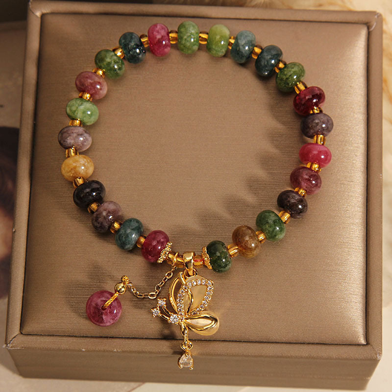 Colorful Tourmaline Butterfly Charm Wisdom Bracelet - Image 7