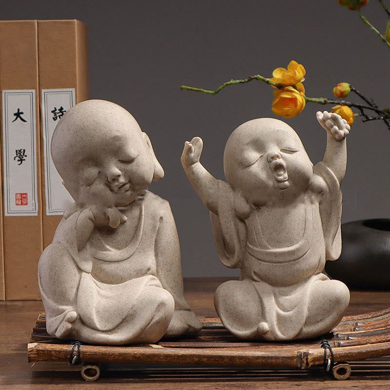 Tibetan Meditation Buddha Monk Blessing Serenity Resin Home Decoration - Image 8