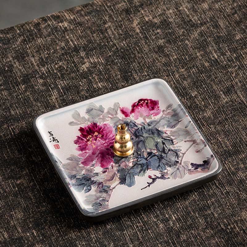 Mountain Lake Flower Leaf Healing Ceramic Plate Tray Stick Incense Burner Decoration - Image 14