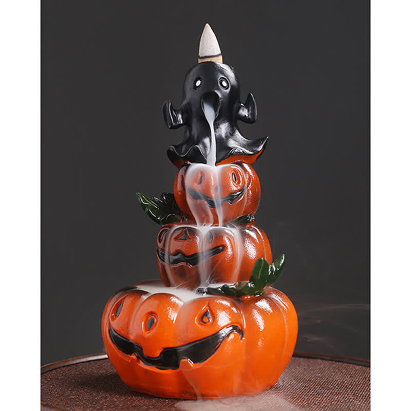 Halloween Pumpkins Ghost Resin Backflow Smoke Fountain Incense Burner Decoration - Image 11