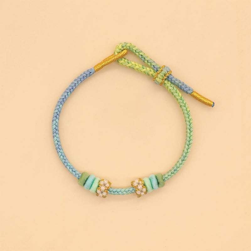 Handmade Eight Thread Peace Knot Peach Blossom Knot Luck Rope Braided Bracelet - Image 5