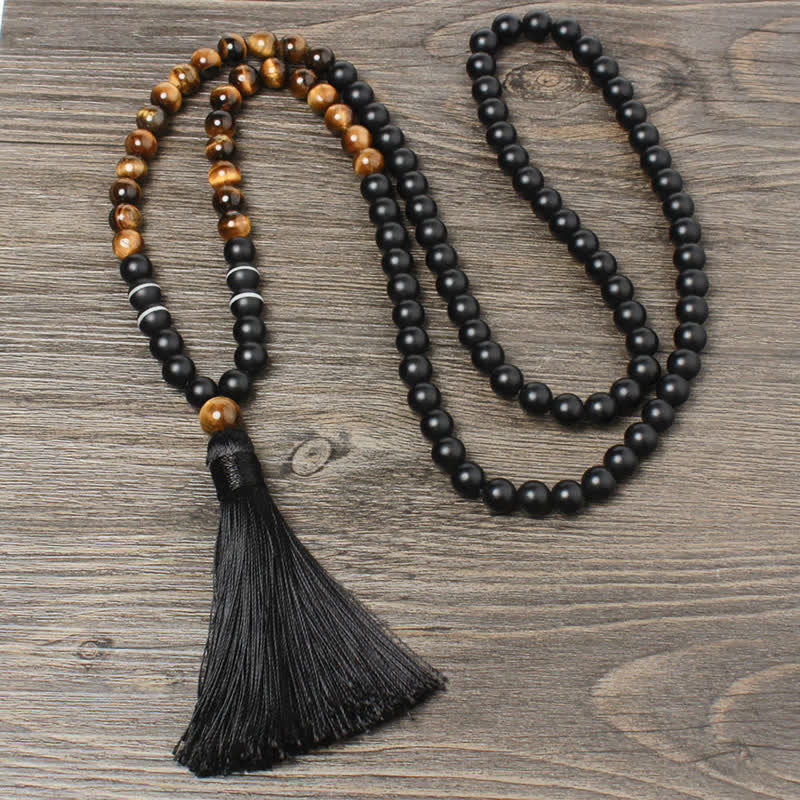 Black Onyx Tiger Eye Fortune Bracelet Tassel Necklace Pendant