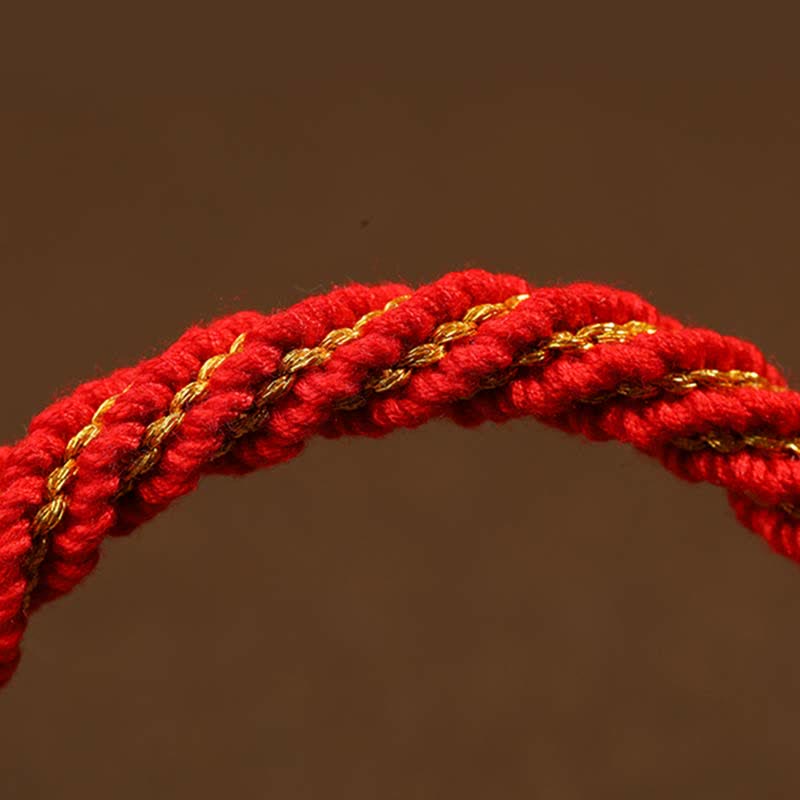 Tibetan Handmade Luck Protection Thangka Prayer Wheel Bell Charm Braid String Bracelet - Image 7