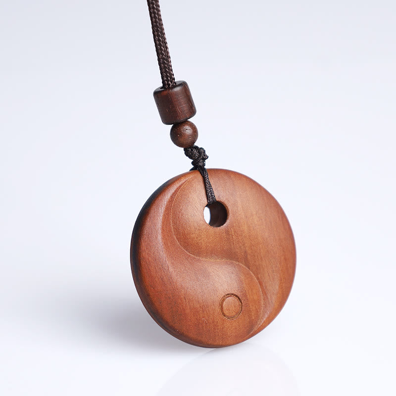 Lightning Struck Jujube Wood Yin Yang Luck Protection Necklace Pendant - Image 9