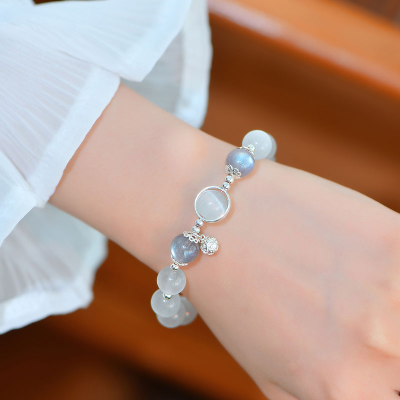 925 Sterling Silver Cat Eye Moonstone Love Support Bracelet - Image 7