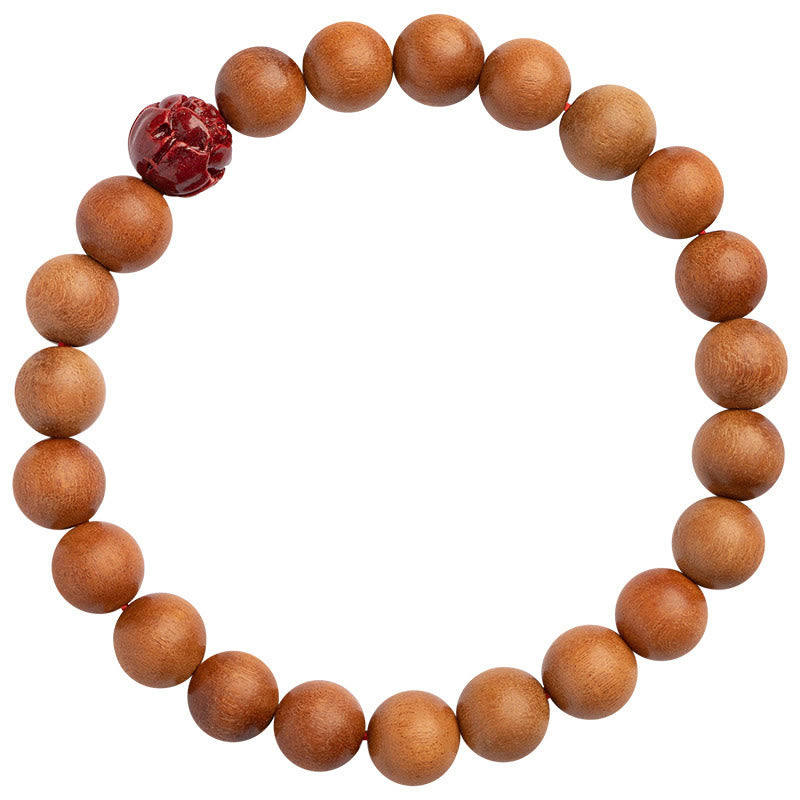 Peach Wood Lotus Cinnabar Luck Wealth Bracelet - Image 10
