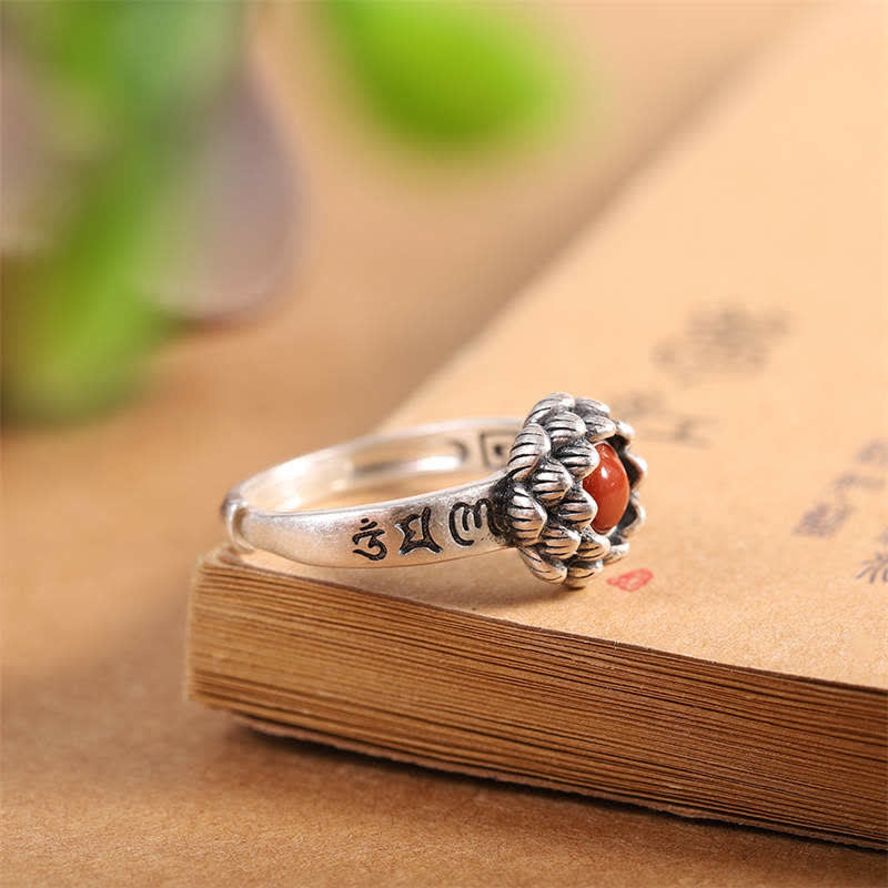 925 Sterling Silver Lotus Red Agate Confidence Blessing Ring (Extra 30% Off | USE CODE: FS30) - Image 7