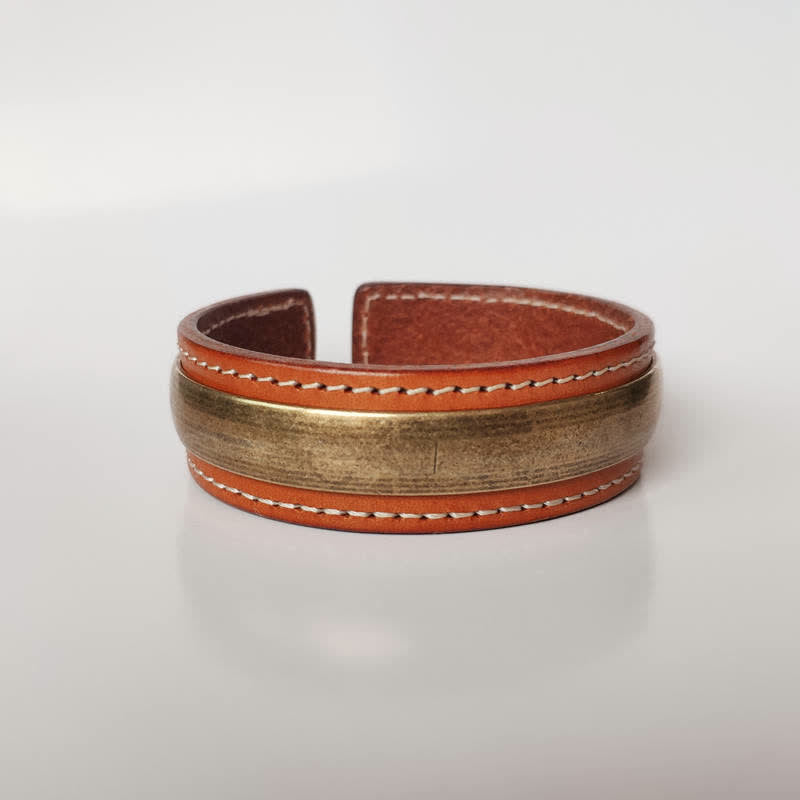 2Pcs Om Mani Padme Hum Dragon Phoenix Copper Leather Peace Cuff Bracelet Bangle