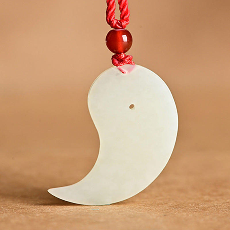 Yin Yang White Jade Cyan Jade Protection Blessing Necklace String Pendant - Image 10