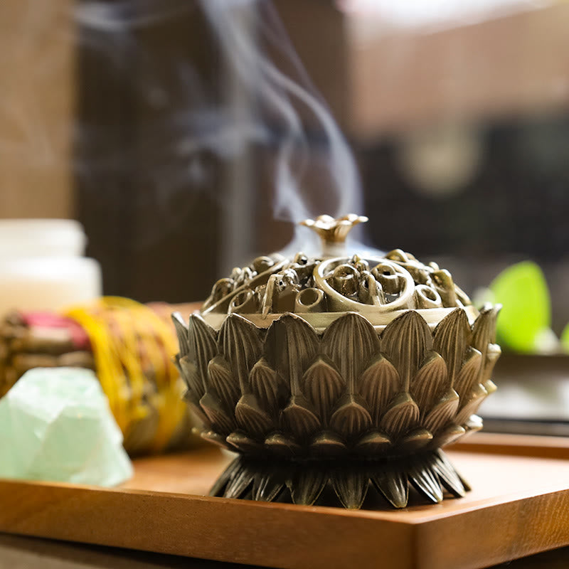 Tibetan Lotus Shaped Purify Incense Burner - Image 7