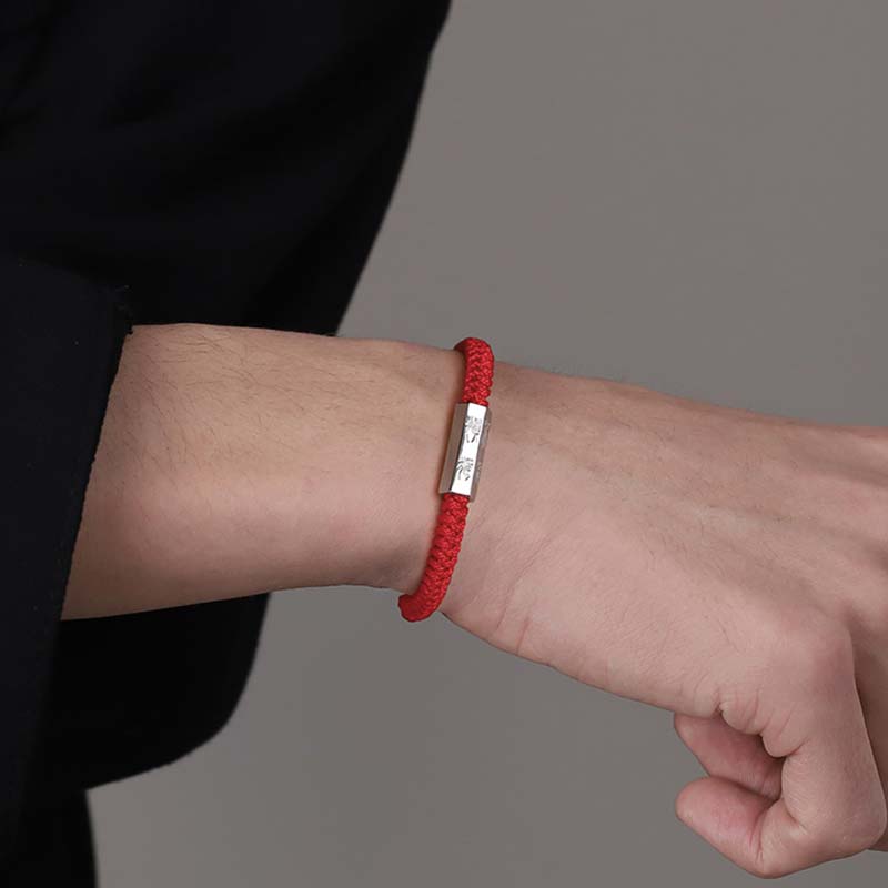 925 Sterling Silver Letter Engraving Blessing String Bracelet - Image 5